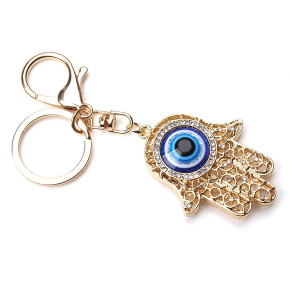 Bohemian Crystal Hamsa Hand with Evil Eye Keychain - Picture 4 of 15